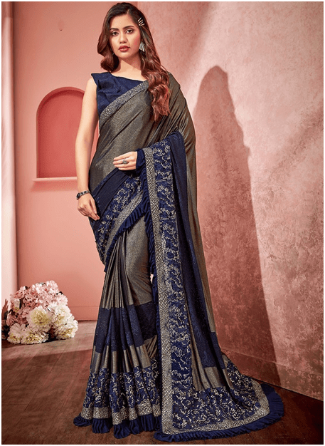 TRENDY BROWN COLOR NET DESIGNER SAREE IN USA