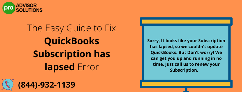 QuickBooks Subscription has Lapsed Error