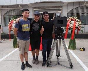Zheng Nathan Nie (left) at the Production Starting Ceremony of the film Rest In Peace.