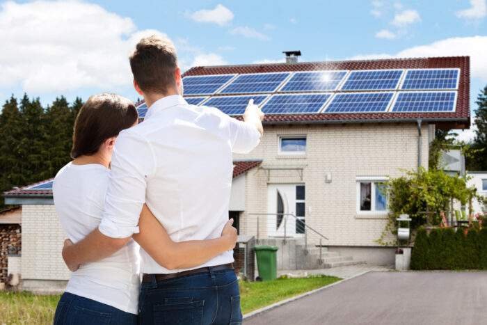 Person looking at solar panels